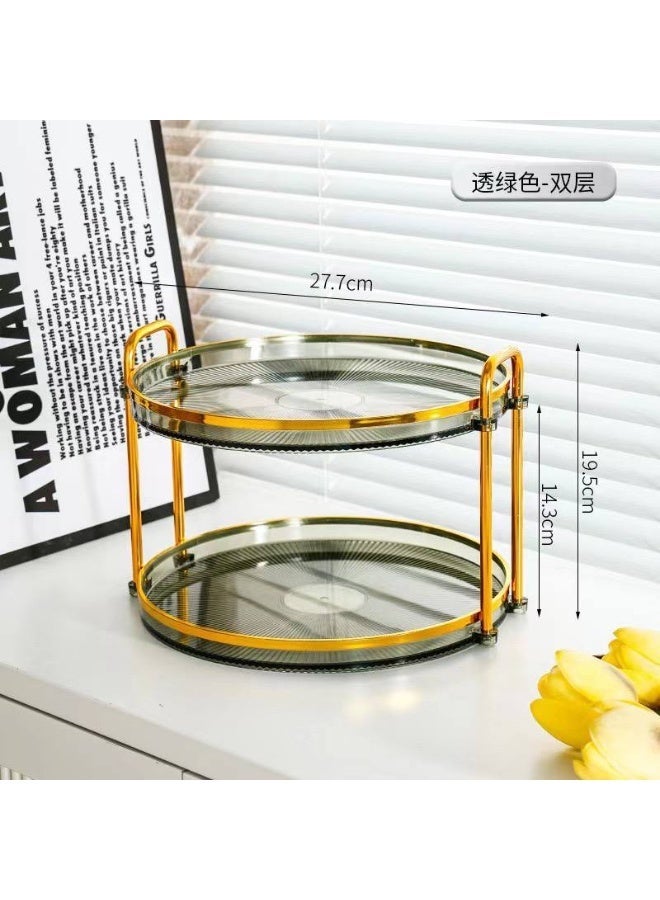 شيالة ستاند 2 دور للحلويات والكب كيك اكريلك والجوانب واليد معدن ذهبي مطلي - Image 4