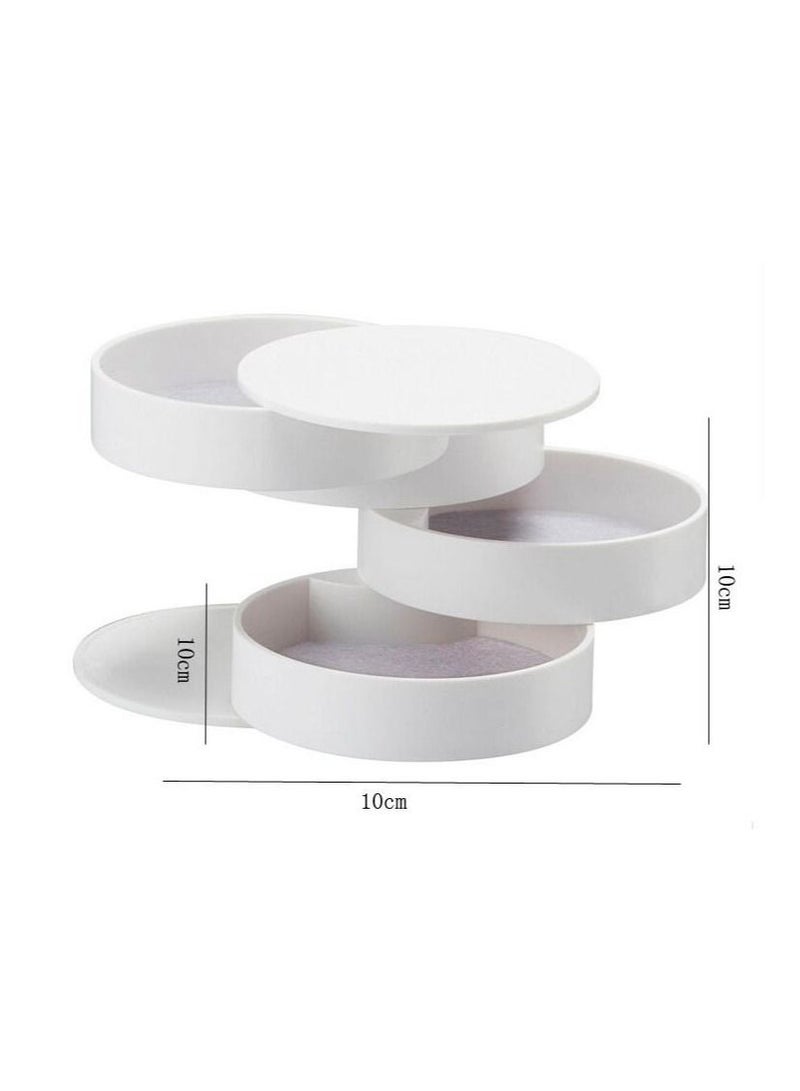 DUNISO Rotating Jewelry Organizer Small Jewelry Storage Box Earring Holder for Women 5-Layer Rotating Travel Jewelry Tray Case with Lid for Bracelets Rings Bracelets White - Image 3
