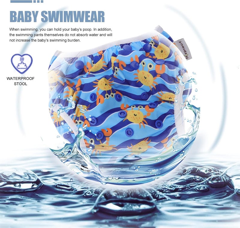 klarako Swimming Diapers Swimming Nappies Size 6-7 Reusable Swim Nappy Deep sea Blue Fish for Newborn Toddler Baby Boys Girls - Image 5