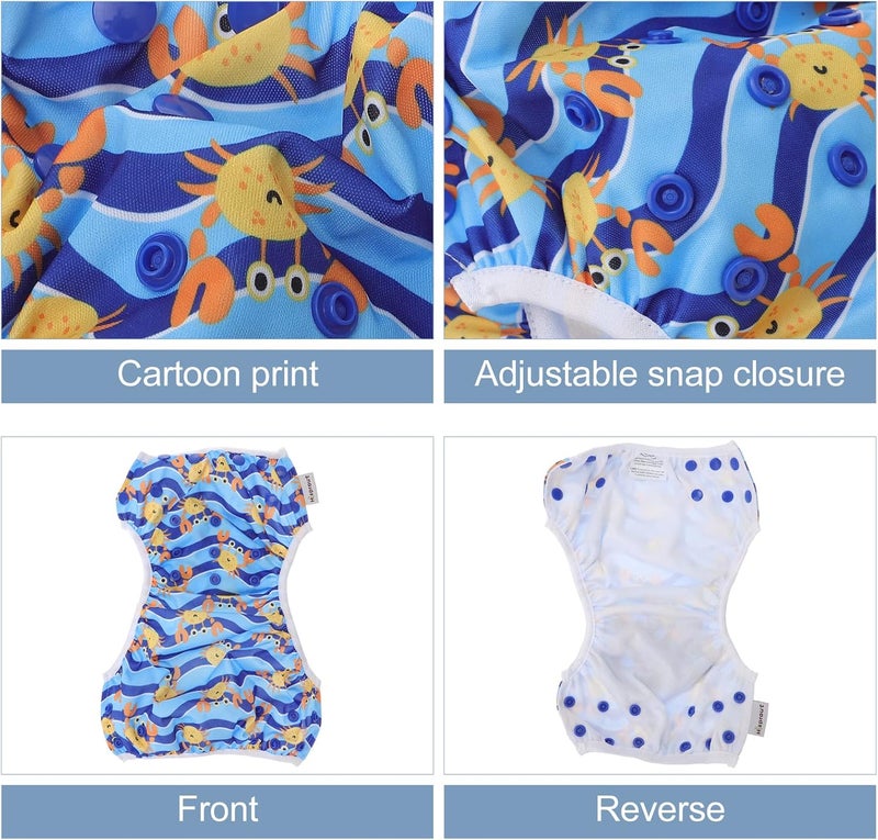 klarako Swimming Diapers Swimming Nappies Size 6-7 Reusable Swim Nappy Deep sea Blue Fish for Newborn Toddler Baby Boys Girls - Image 4