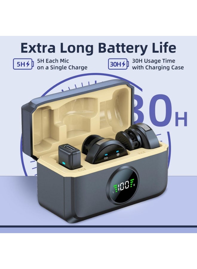 وأندرويد، بصمة15 16 17مايكروفون لاسلكي صغير للطية، مضاد للضوضاء، متوافق مع آيفون  USB-C، مع حافظة شحن - مثالي لتسجيل الفيديو والتصوير اليومي - Image 2