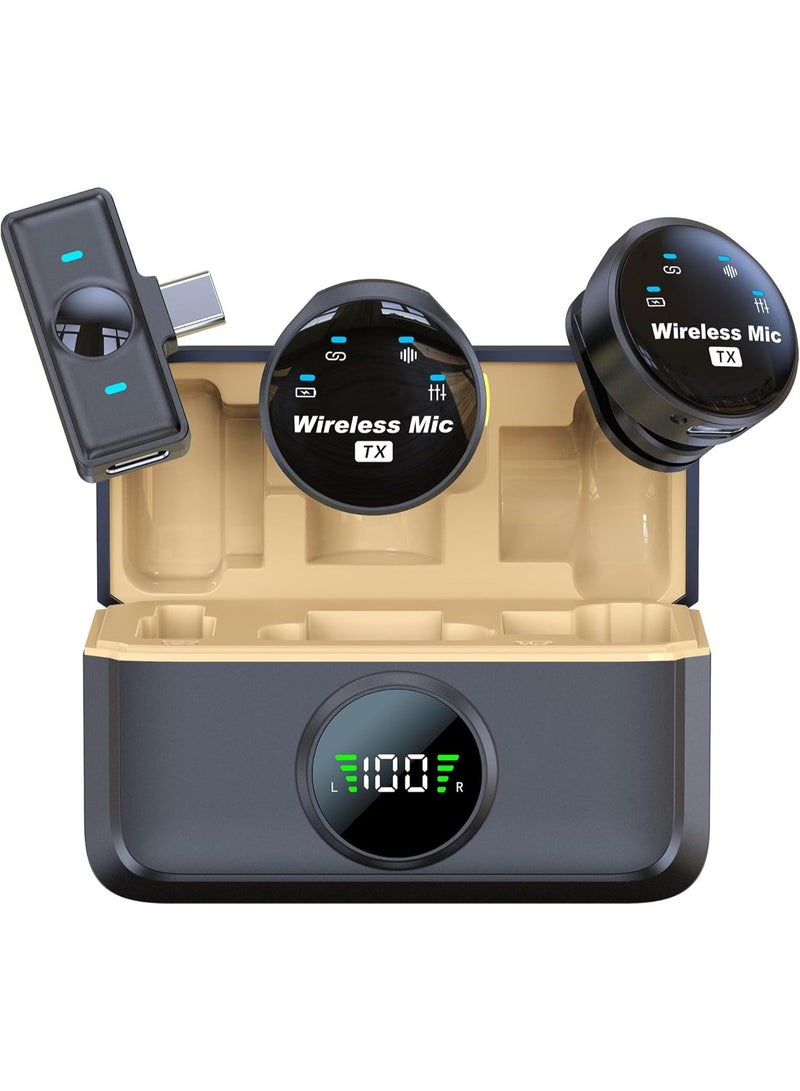 وأندرويد، بصمة15 16 17مايكروفون لاسلكي صغير للطية، مضاد للضوضاء، متوافق مع آيفون  USB-C، مع حافظة شحن - مثالي لتسجيل الفيديو والتصوير اليومي - Image 1