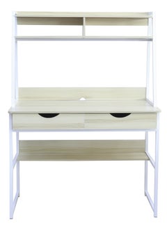 AFT Contemporary Multi-Tier Desk with Shelving, Drawers, and Metal Frame – Perfect for Home Office, Study, or Workstation Maple oak (Arfan)  - Image 5