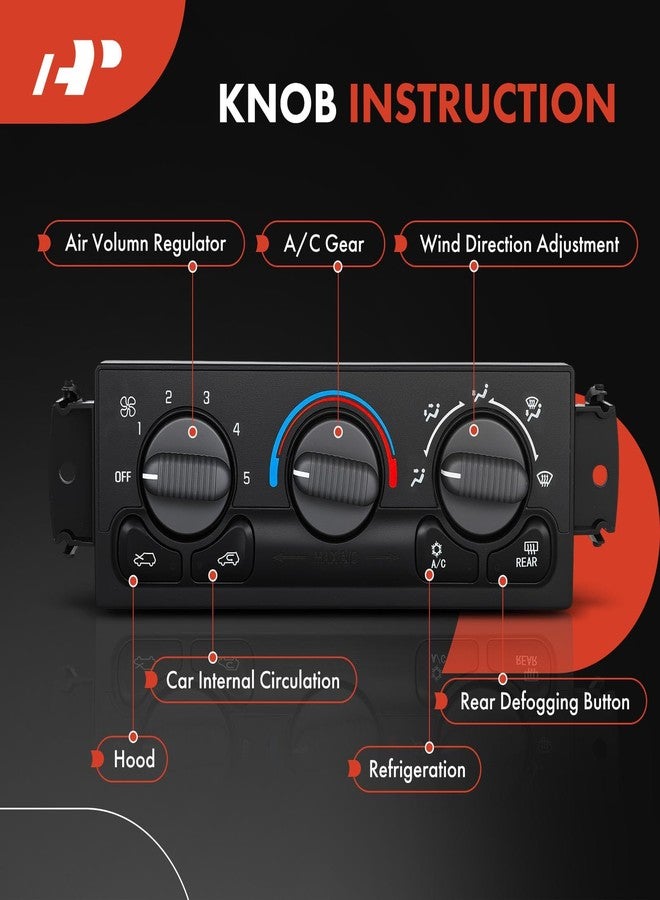 A-Premium Front Heater Climate Control Module Compatible with Chevrolet & GMC Vehicles - 1999-2002 Silverado Sierra 1500 2500 3500 Tahoe Yukon Suburban Avalanche - with Rear Window Defogger - Image 2