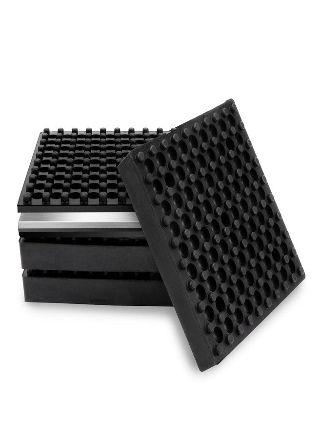 Neowah 4 Pack Exercise Equipment Mat, Heavy Duty Thick Steel Embedded Rubber Pad, for Treadmills, Washing Machines, dryers, Non Slip Noise Reduction, 4 x 4 x 0.8 Inches - Image 1