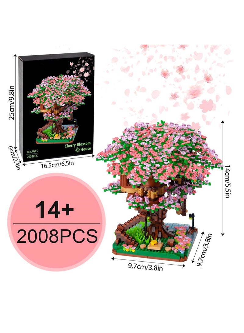 SYOSI Mini Cherry Blossom Treehouse Bonsai Tree Building Blocks Set, Sakura Botanical Collection Building Set for Adults, 14+ Teens, Home Decor Accessories, 2008 Pcs  - Image 3