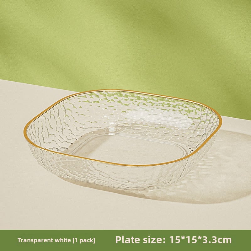 Premium Food-Grade Bone Dish for DiningSingle Pack [Transparent color] Golden Edge small dish Single Pack [Transparent color] Golden Edge small dish