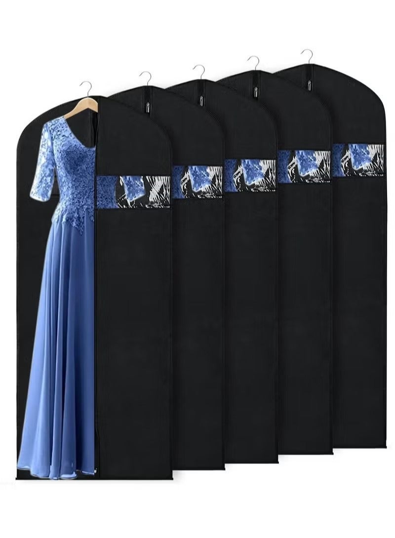 HomarKet 5 Pack Garment Bag Lightweight Suit Bags for Closet Storage, Hanging Clothes Cover with Zipper and Clear Window for Folding for Tuxedos Coats Dresses 60x120cm - Image 1