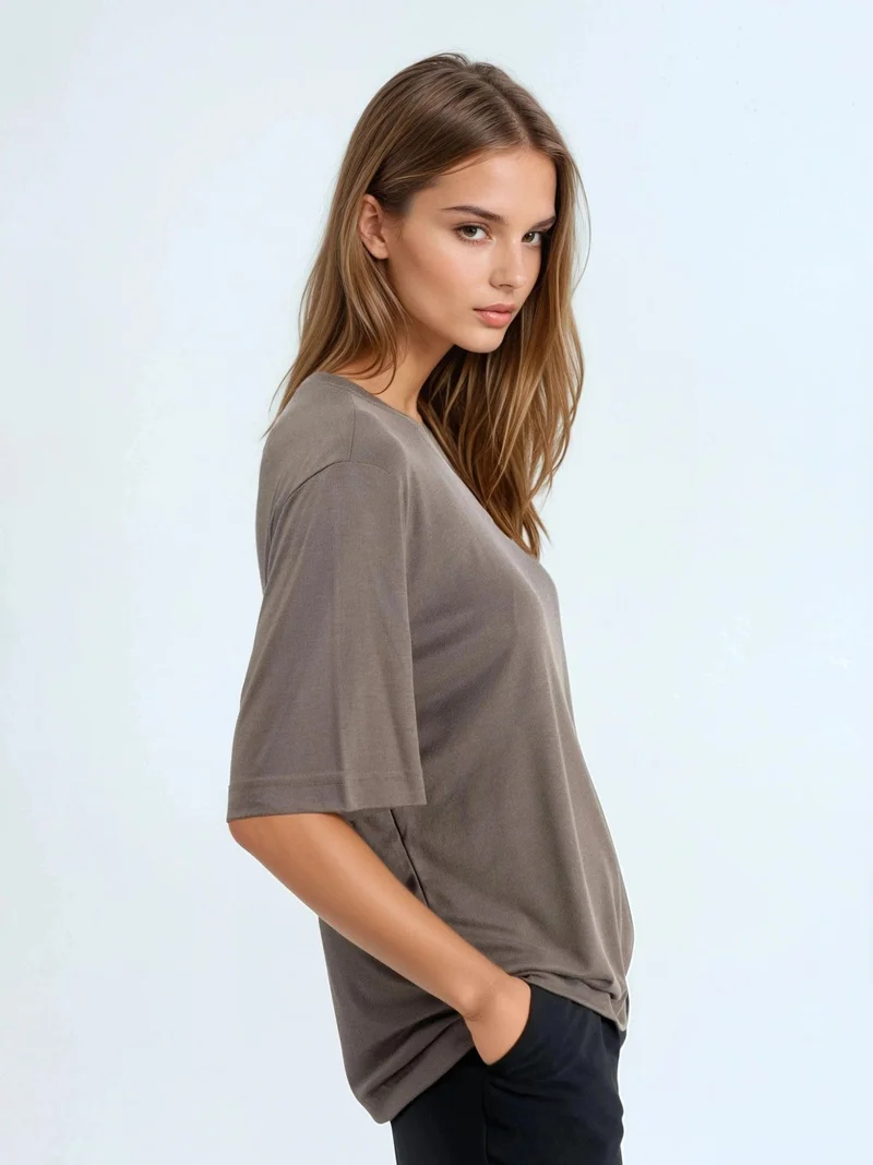 بوسيم BUSEM Oversized Crew Neck Ribbed T-Shirt