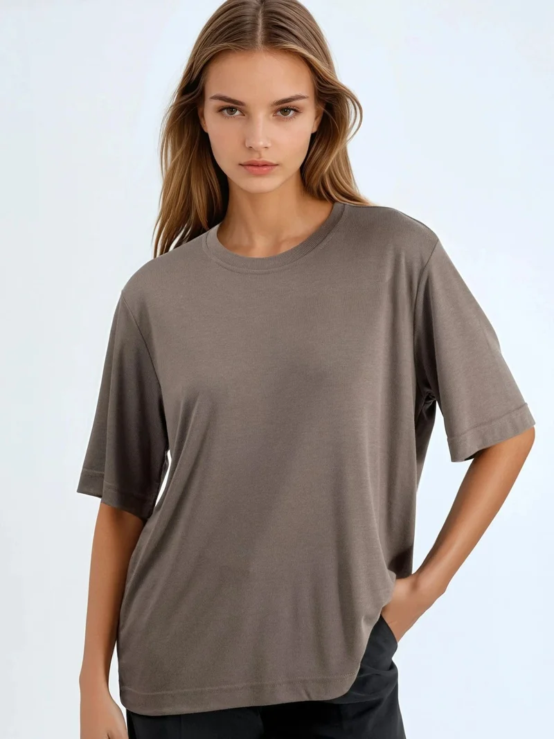 بوسيم BUSEM Oversized Crew Neck Ribbed T-Shirt