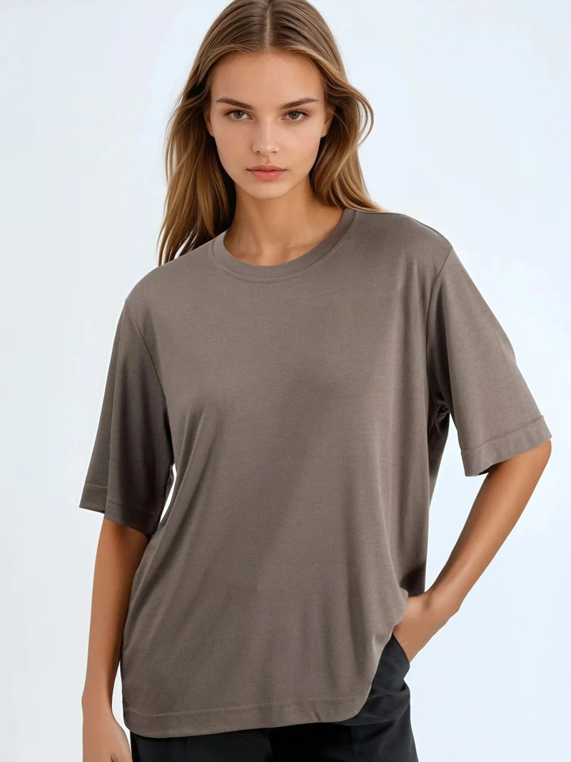Busem BUSEM Oversized Crew Neck Ribbed T-Shirt