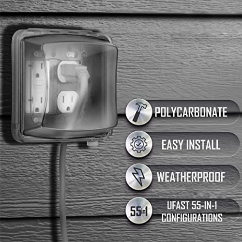 TayMac MM2410C Two-Gang Vertical Mount Weatherproof In-Use Cover, 55-in-1, 2 3/4-Inches Deep, Clear Finish - Image 4