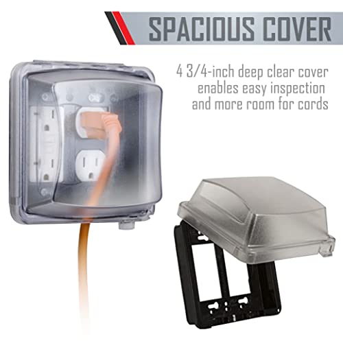 TayMac MM2410C Two-Gang Vertical Mount Weatherproof In-Use Cover, 55-in-1, 2 3/4-Inches Deep, Clear Finish - Image 3