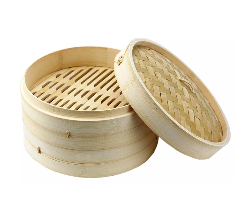 JapanBargain JapanBargain 2223 Large Chinese Bamboo Steamer Steaming Basket for Vegetable Seafood Dim Sum Dumpling Bun Egg  10inch