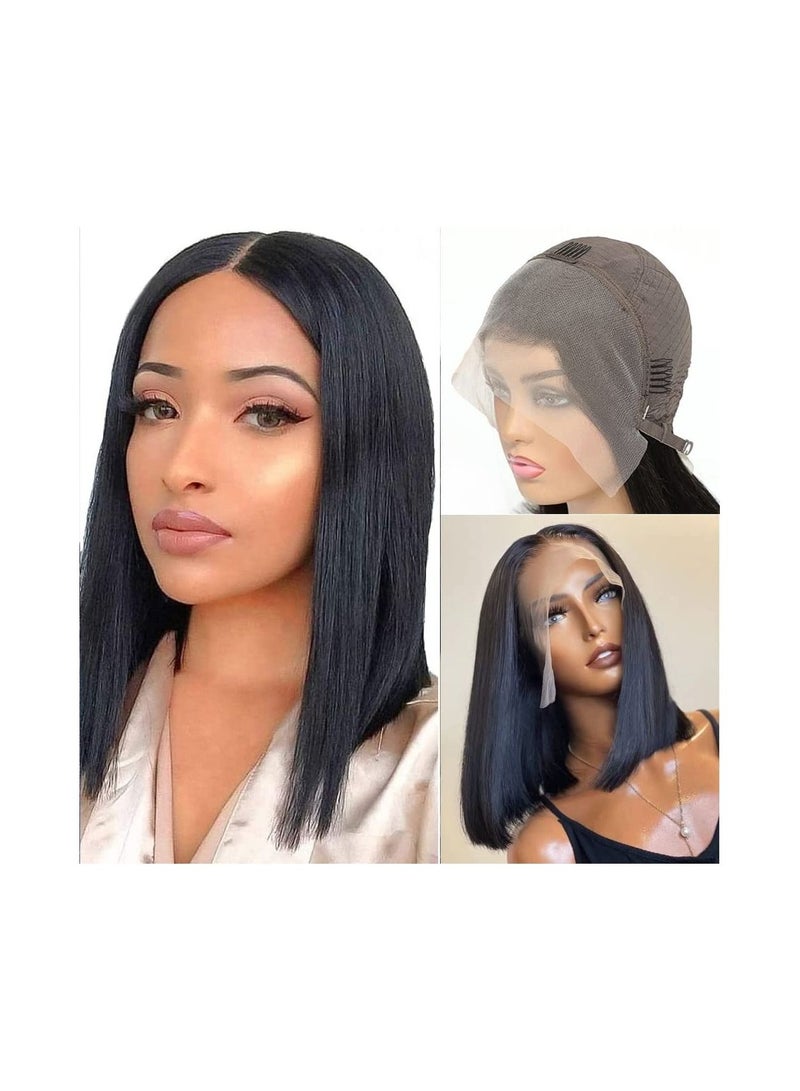 Estelle Lace Front Bob Wigs Human Hair Brazilian Human Hair Short Bob Wigs for Woman Lace Closure Straight Hair Wigs Natural Color 4x4x1 TPart Bob  - Image 1