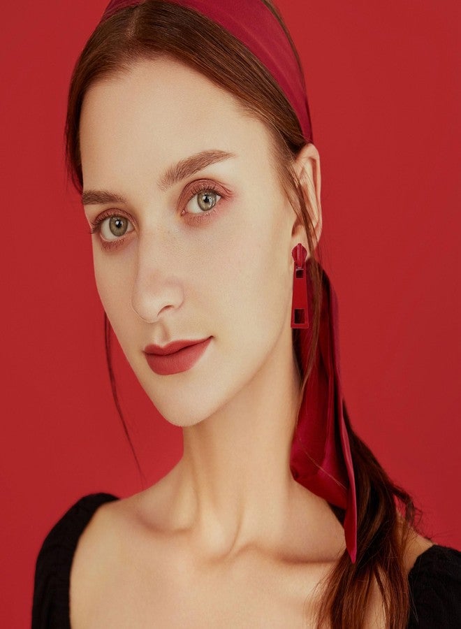 Anmpab Colorful Zipper Stud Earrings for Women Hip Hop Punk Creative Simple Zipper Head Drop Dangle Earrings Party Jewelry (Red) - Image 4
