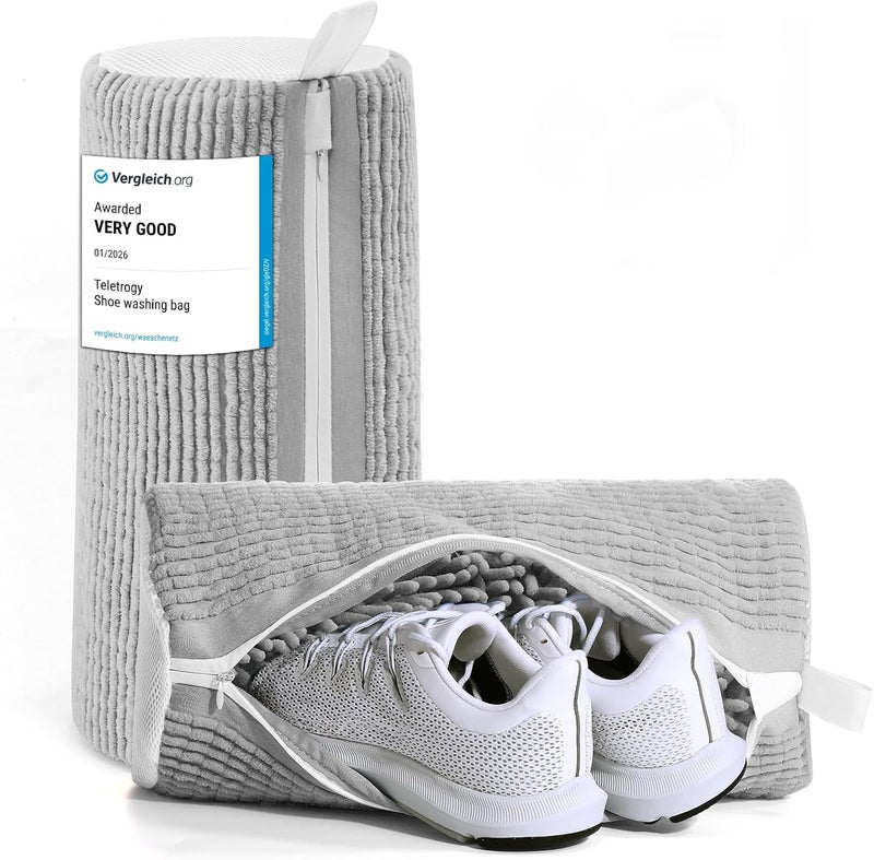 Teletrogy 2pcs Laundry Shoe Bag, Shoe Washing Machine Bag with Hidden Zipper Cleaning Fluff Can Deep Cleaning, Reusable without Distortion Shoe Laundry Bag for Sneakers Football Running Shoes, Grey - Image 1