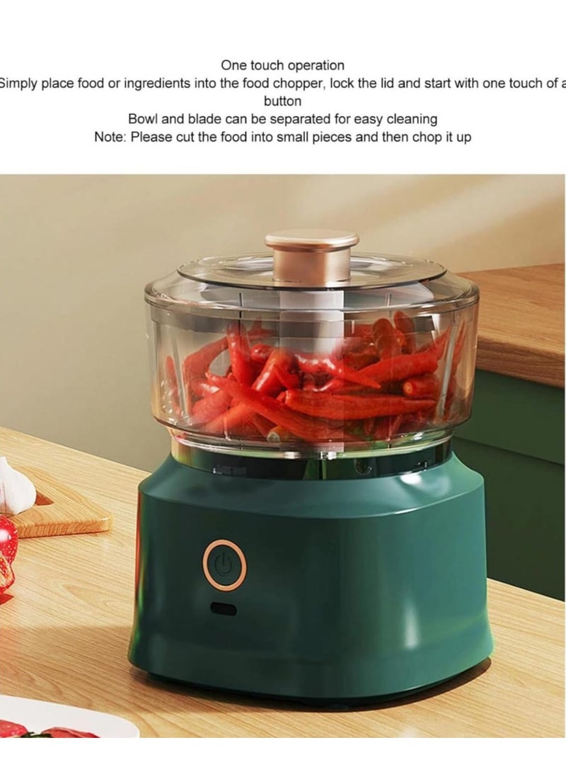 خلاط مطحنة كهربائية للخضروات والفواكه والتوابل - محضر طعام 2 في 1 مزود بشحن USB بسعة 350 مل | مطحنة ثوم ذات سعة كبيرة، محضر طعام، مفرمة، مروحية خضروات متعددة الوظائف لحوم فاكهة ا - Image 2