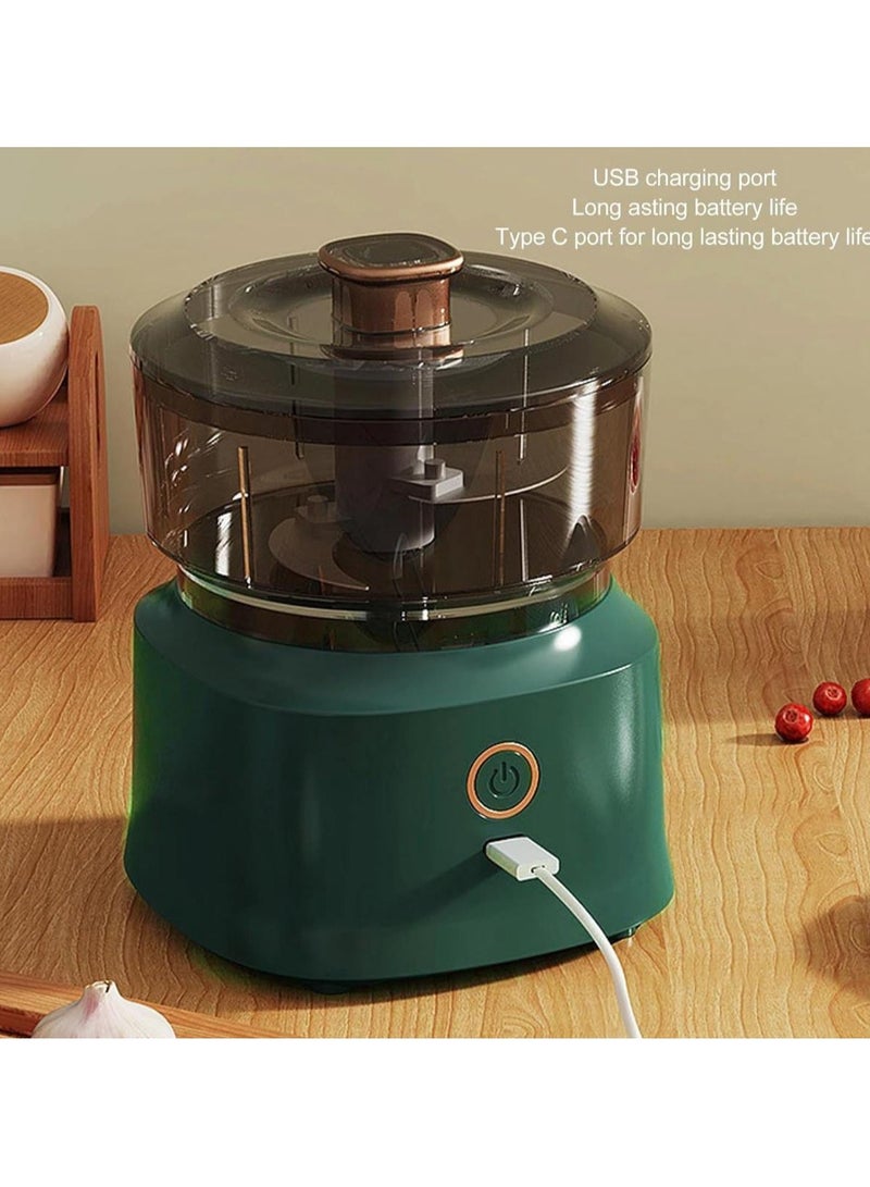 خلاط مطحنة كهربائية للخضروات والفواكه والتوابل - محضر طعام 2 في 1 مزود بشحن USB بسعة 350 مل | مطحنة ثوم ذات سعة كبيرة، محضر طعام، مفرمة، مروحية خضروات متعددة الوظائف لحوم فاكهة ا - Image 3