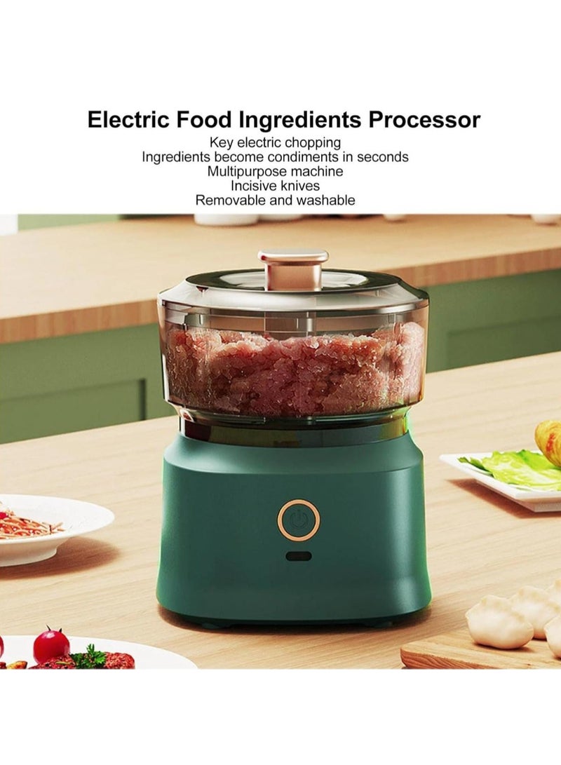 خلاط مطحنة كهربائية للخضروات والفواكه والتوابل - محضر طعام 2 في 1 مزود بشحن USB بسعة 350 مل | مطحنة ثوم ذات سعة كبيرة، محضر طعام، مفرمة، مروحية خضروات متعددة الوظائف لحوم فاكهة ا - Image 4