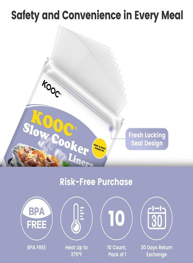 KOOC [NEW] Disposable Slow Cooker Liners and Cooking Bags, Extra Large Size Fits 0.65QT - 1.25QT Pot, 11"x 8", 1 Pack (10 Counts), Fresh Locking Seal Design, Suitable for Oval & Round Pot, BPA Free - Image 3