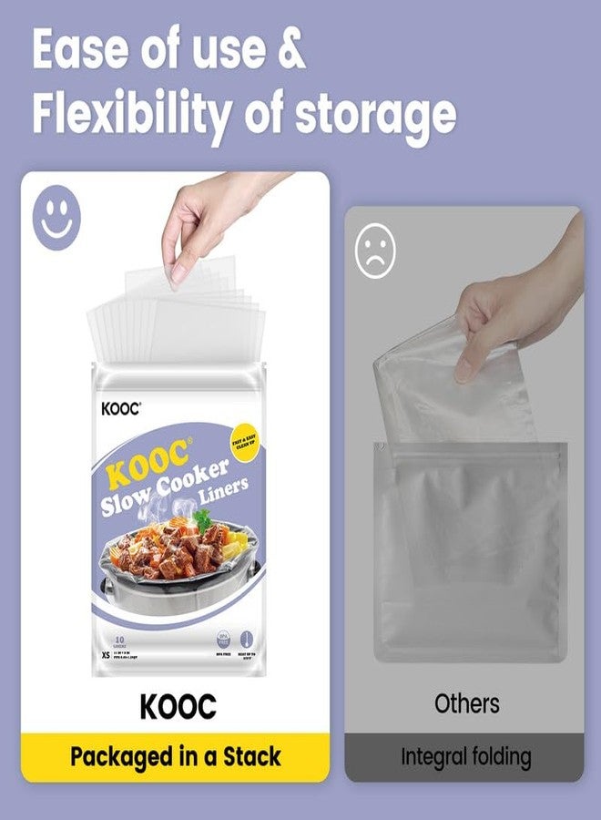 KOOC [NEW] Disposable Slow Cooker Liners and Cooking Bags, Extra Large Size Fits 0.65QT - 1.25QT Pot, 11"x 8", 1 Pack (10 Counts), Fresh Locking Seal Design, Suitable for Oval & Round Pot, BPA Free - Image 2