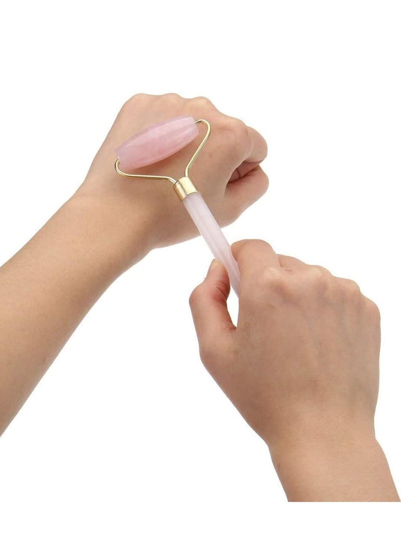 SYOSI - Original Jade Roller For Face and Gua Sha Set, Rose Quartz Face Roller, Real Jade - Face Massager For Wrinkles, Anti Aging Authentic, Durable,Natural, No Squeaks - Image 1