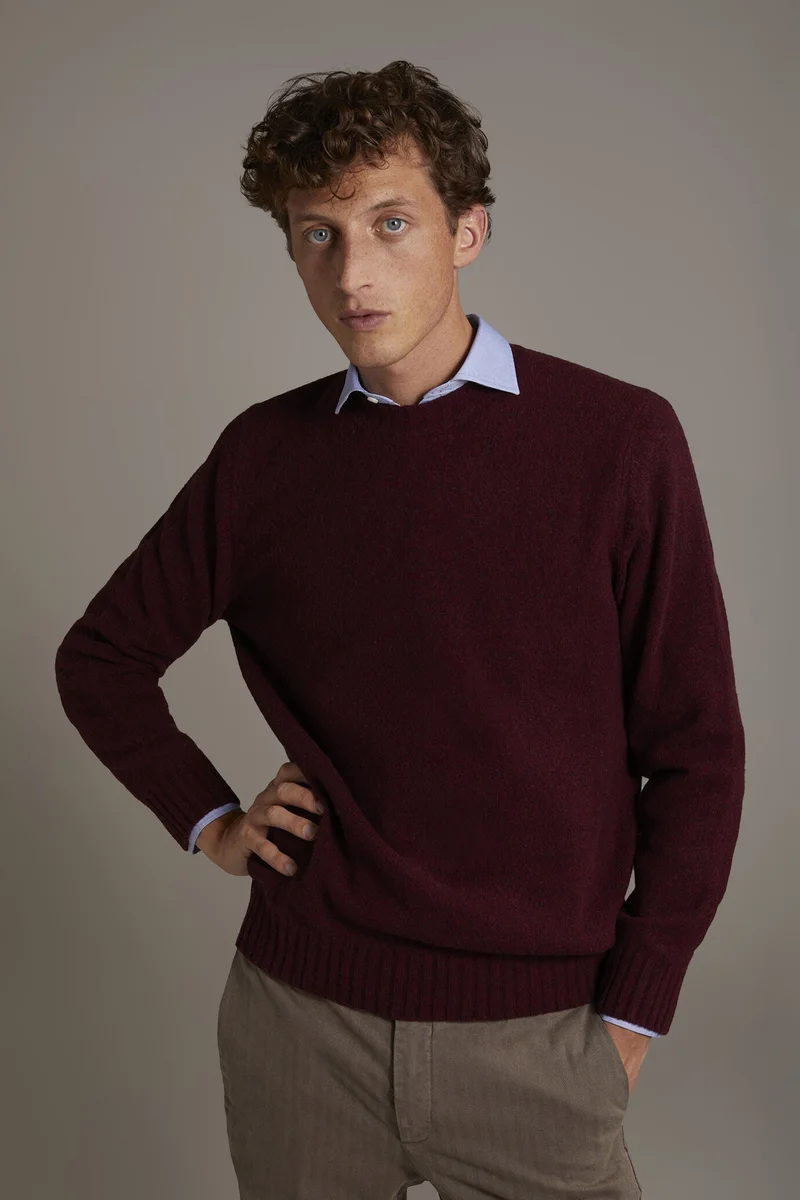 دوبل غانغر Lambswool blend round neck sweater - Bordeaux