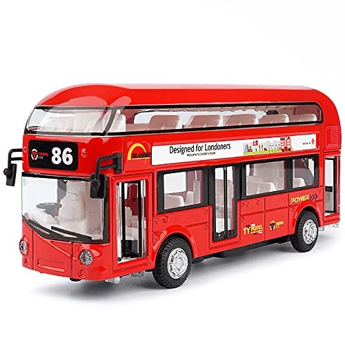 DARVICE Bus Toy Diecast Metal London Bus Double Decker Light Music Open Door for Kids - Image 1