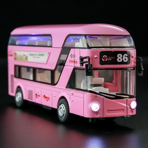 DARVICE Bus Toy Diecast Metal London Bus Double Decker Light Music Open Door for Kids - Image 3