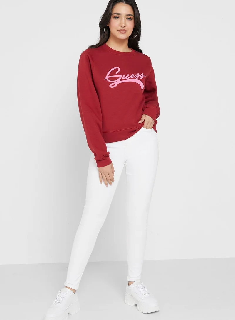 GUESS Round Neck Graphic Sweatshirt