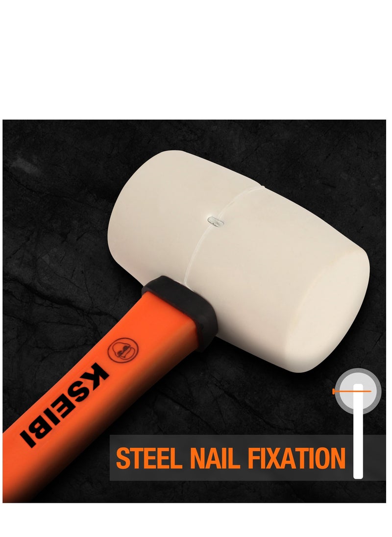 KSEIBI RUBBER HAMMER HARD SOFT WHITE HEAD/PROGRIP- ProGrip Rubber Mallet Hammer with Dual Hard/Soft White Head – Durable, Non-Marring, Ergonomic Handle for Multi-Purpose Use  - Image 4