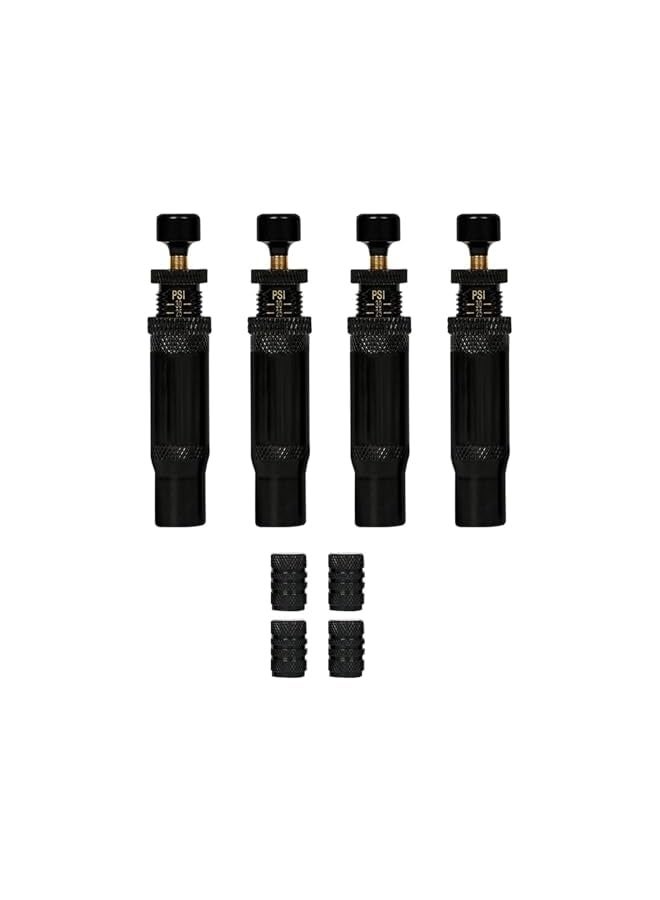 4 Pcs Adjustable Auto-Stop Tire Deflator Valve Kit (10-30 PSI), Quickly Deflates Four Tyres at Once, with Storage Bag and 4 Valve Cap for Offroad, Cars, Trucks, Motorcycles - Image 1