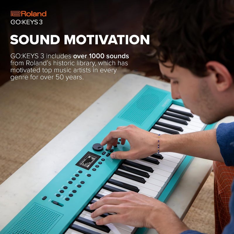 Roland GO:KEYS 3 Music Creation Keyboard - 61-Note with ZEN-Core Engine, Built-In Speakers, and Bluetooth Support - Turquoise - Image 4