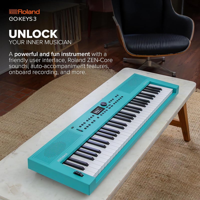 Roland GO:KEYS 3 Music Creation Keyboard - 61-Note with ZEN-Core Engine, Built-In Speakers, and Bluetooth Support - Turquoise - Image 2