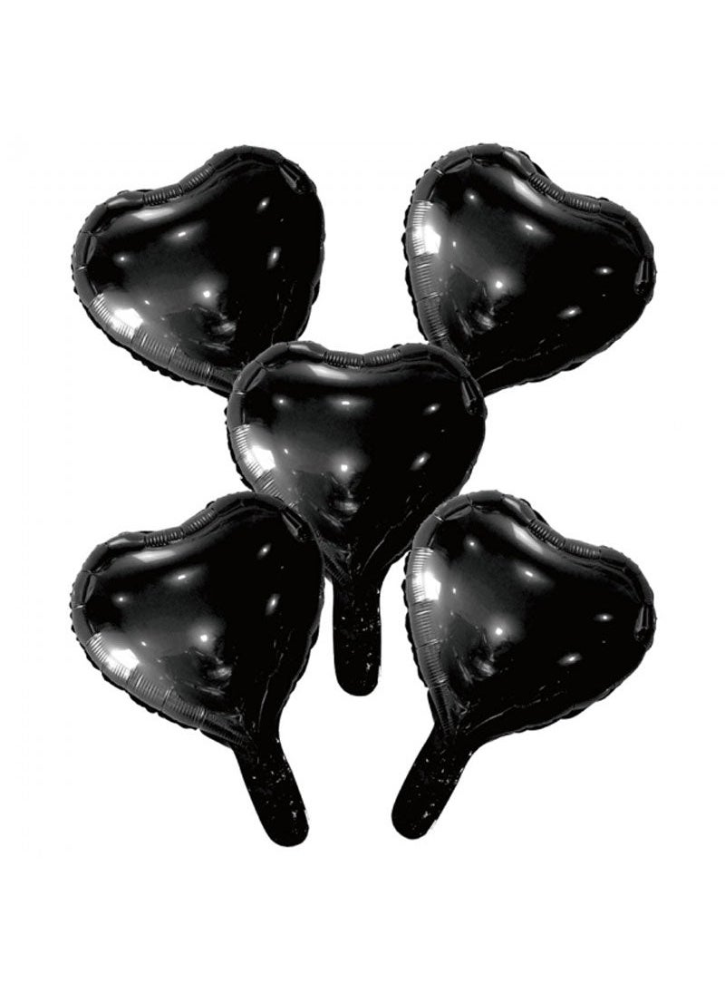 Heart Shaped Black Foil Balloons 23cm 5-Pack