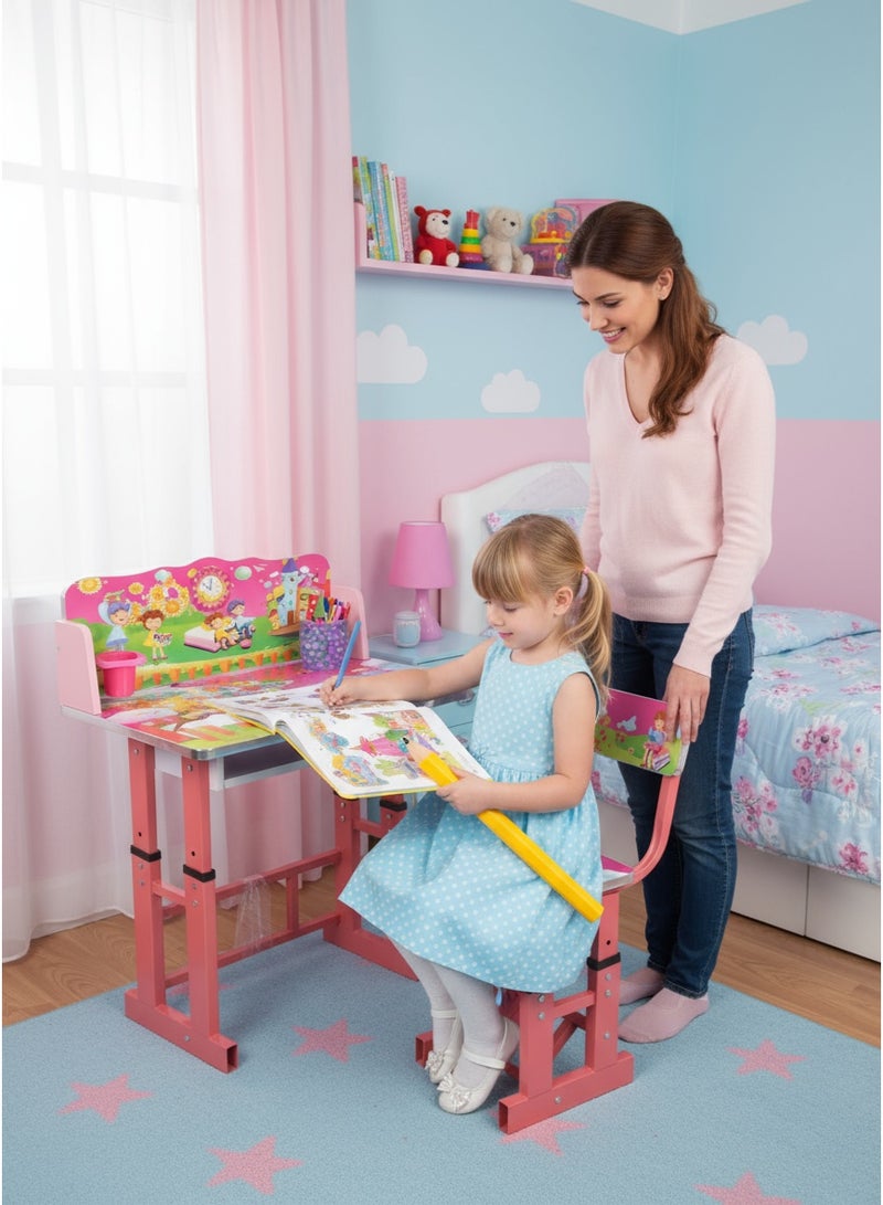 Adjustable Kids' Study Desk and Chair Set - Fairytale Theme - Image 5