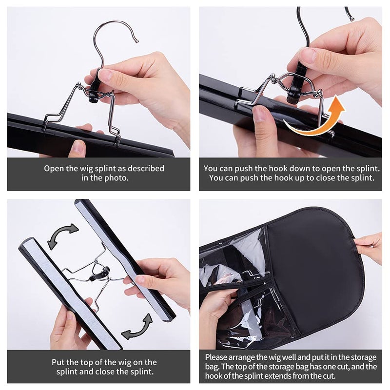 AIHOPESTO 3 Pack Wig Bags Storage with Hanger: 23.6 Inch & 31.5 Inch Black Wig Storage Bags for Multiple Wigs, Dust & Moisture Protection - Image 5