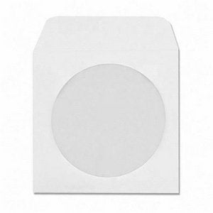 Maxtek 1000 Pack White Paper CD DVD Sleeves Envelope Holder with Window Cut Out and Flap, 90g Standard Weight. - Image 1
