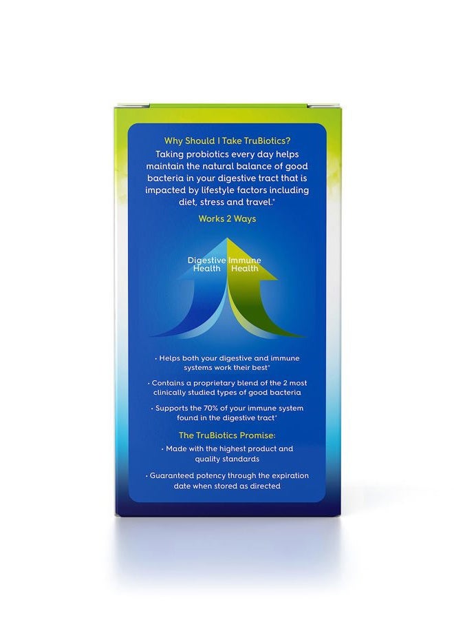 TruBiotics Probiotics for Digestive & Immune Health, Supports Regularity & Helps Relieve Abdominal Discomfort, Gas & Bloating, 2 Clinically Studied Probiotic Strains, Plus Prebiotics, 30 Capsules - Image 5