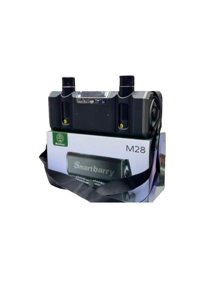 Smartberry M28 Portable Karaoke Machine with Wireless Bluetooth Speaker, Dual Wireless Microphones Included, LED Party Lights, Echo & Volume Control, USB/TF/AUX Playback, Rechargeable Battery, Family Entertainment Sound System – Black - Image 3