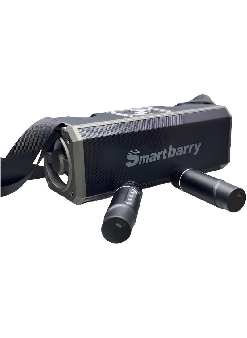 Smartberry M28 Portable Karaoke Machine with Wireless Bluetooth Speaker, Dual Wireless Microphones Included, LED Party Lights, Echo & Volume Control, USB/TF/AUX Playback, Rechargeable Battery, Family Entertainment Sound System – Black - Image 2