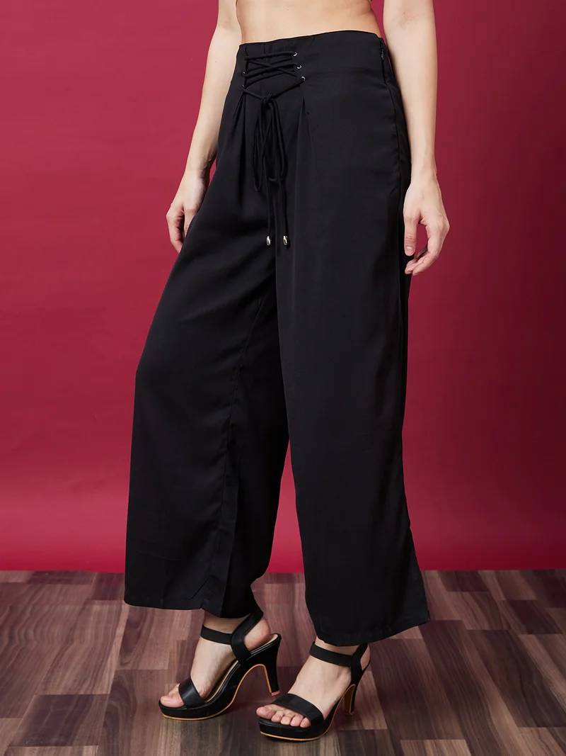 globus Women Loose Fit High-Rise Cotton Trousers