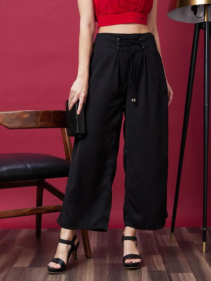 globus Women Loose Fit High-Rise Cotton Trousers