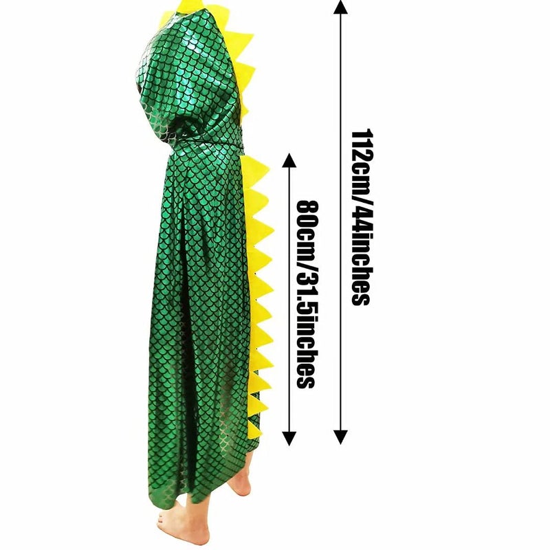 OLLULL Dinosaur Cape Dragon Hooded Cloak Halloween Costume Boy Girl Toddler Dress Up Clothes 3-8 Years Old Color Green - Image 2