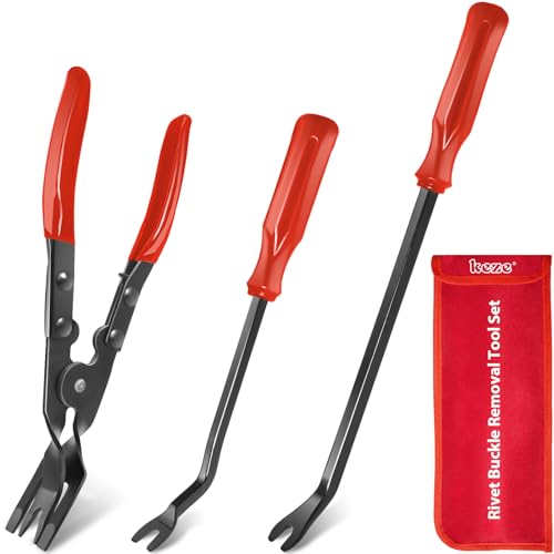 Keze 3 Pcs Auto Clip Pliers Set and Fastener Remover,Car Trim Rivet Removal Pry Tool Repair Kit with Storage Bag for Automotive Door Panel,Upholstery,Dashboard,Plastic Fasteners - Image 1