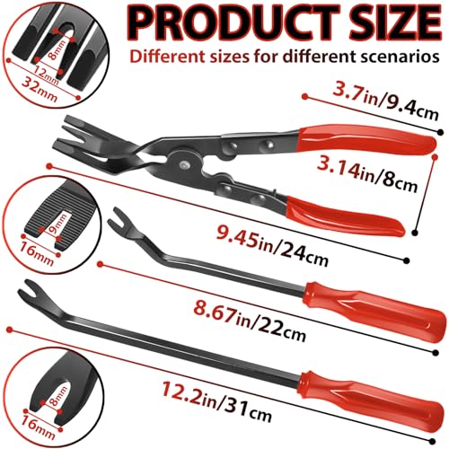Keze 3 Pcs Auto Clip Pliers Set and Fastener Remover,Car Trim Rivet Removal Pry Tool Repair Kit with Storage Bag for Automotive Door Panel,Upholstery,Dashboard,Plastic Fasteners - Image 3