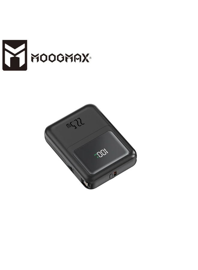 10000mAh Wireless Power Bank. Ultra compact portable power bank wireless built-in cables (Type C & USB)