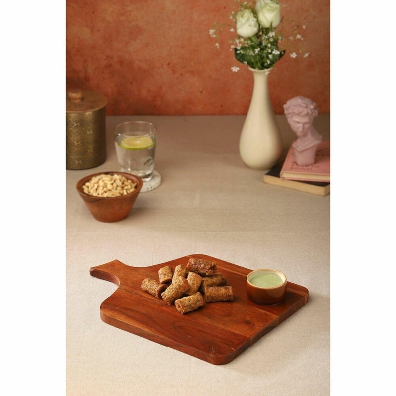 Ariya 14 x 10 Inch Acacia Wooden Versatile Serving Platter with Chutney Bowl, Wooden Cheese Board, Charcuterie Boards for Bread, Meat, Fruits, Food Serving Tray for Kitchen - Image 5