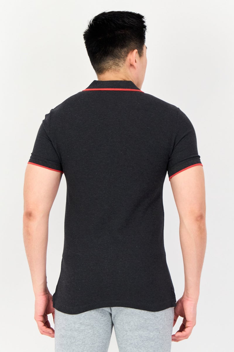 PUMA One8 Men Slim Fit Brand Logo Short Sleeves Outdoor Polo Shirt, Heather Grey - Image 3